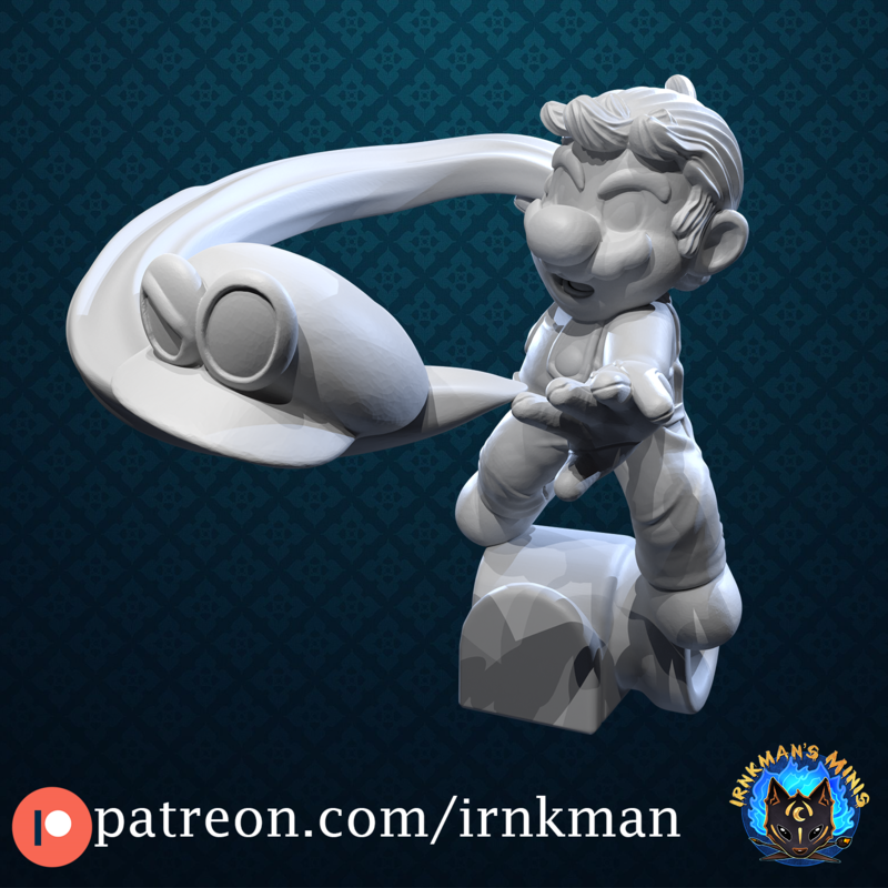 Mario - cap throw from Irnkman Minis. Total height apx. 40mm. Unpainted resin miniature